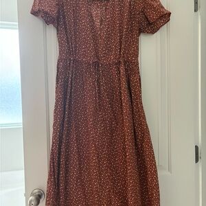 Christy Dawn Rust Floral Short-Sleeve Midi Dress